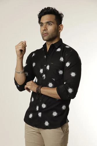 Stainless Steel Slim Fit And Comfortable Mens Casual Wear Collar Neck Lycra Printed Shirt