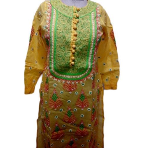 Beautiful Embroidery Designed Full Sleeve Comfortable Cotton Kurtis For Ladies