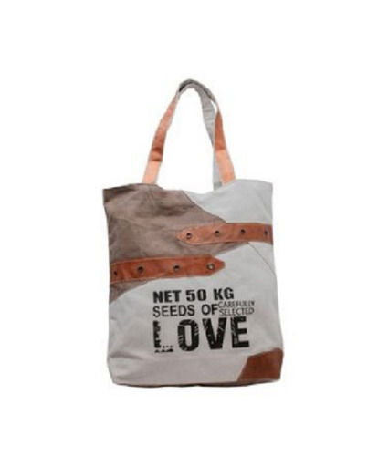 Easy To Carry Tear Resistance Rectangular Printed Cotton Tote Bag With Handle