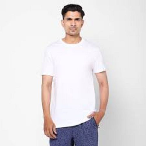 Mens White Plain Cotton T Shirts