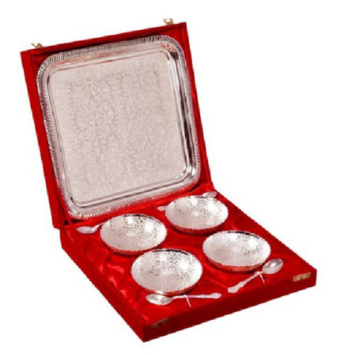 Sturdy Construction Appealing Look 4.2 Inches Eco Friendly Silver Plated Bowl Set