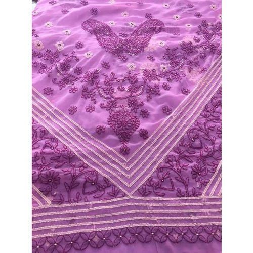 Stylish And Beautiful Embroidery Design Chikan Cotton Saree For Ladies