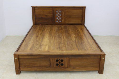 wooden double bed