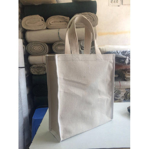 Off White Plain Cotton Canvas Bag