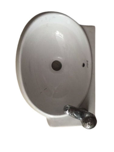 Wall Mounted Elegant Design Oval Shape Glossy Finish Ceramic Wash Basin  Commercial