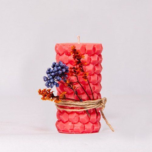 Eco Friendly Durable Diamond Cut Pillar Candle For Decoration