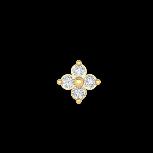 Perrian 18Kt Yellow Gold And Diamond Nose Pin For Women, 0.27 Application: Hospital