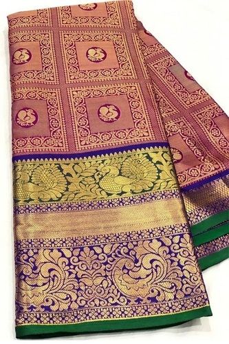 Festive 5.5 Meter Stylist Cotton Silk Printed Kanchipuram Ladies Saree For Party Wear