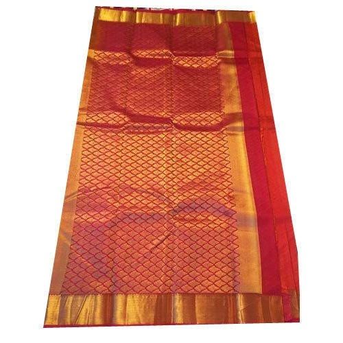 Cotton Silk Lightweight Red And Golden Color Kanchipuram Ladies Saree