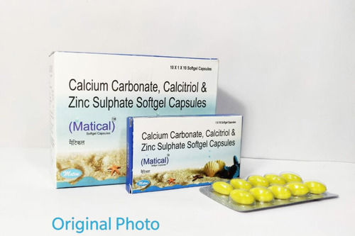 Matical Calcium Carbonate, Calcitriol And Zinc Sulphate Softgel Capsules, 10x1x10 Blister