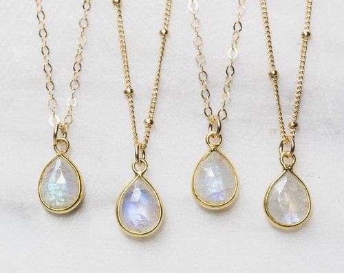 925 Sterling Silver Rainbow Moonstone Bezel Set Necklace