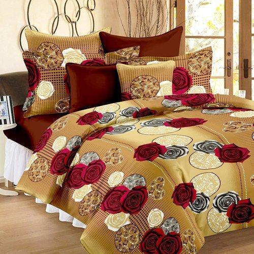 Shrink Resistant Soft Touch Printed Breathable Cotton Double Bed Sheet with 2 Pillowcase