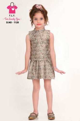 girls party wear washable lycra cotton printed skirt top 327