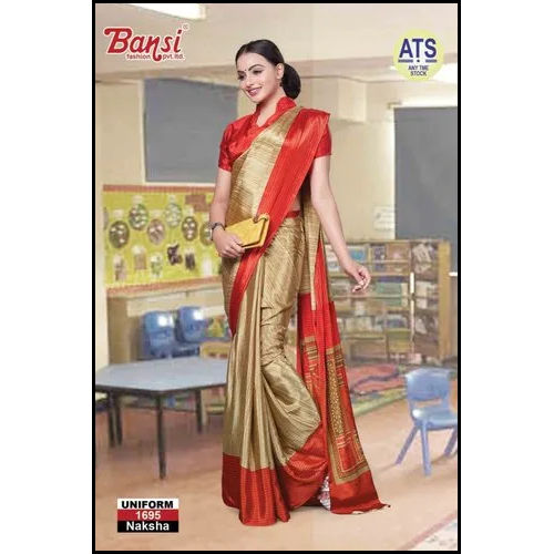 Semi-Automatic Ladies 6.3 Meter Silk Uniform Saree With Blouse Piece