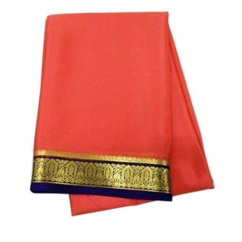 Party Wear Elegant Border Plain Red Cotton Silk Saree