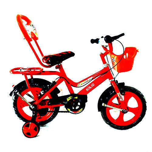 Front Basket Double Seat Solid Red And Black Fancy Kids Bicycle