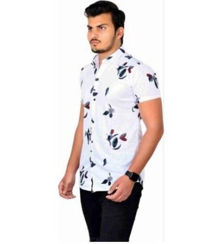 Multi Color Cotton Lycra Fabric Half Sleeves Casual Wear Men'S Printed Shirts 