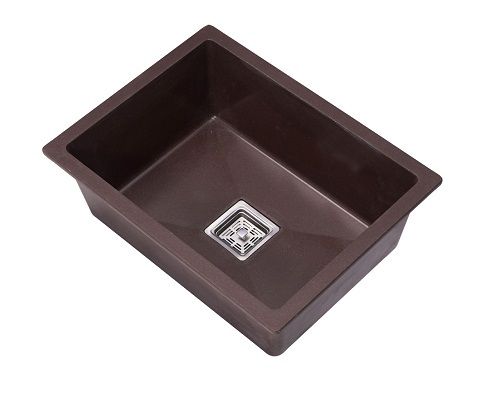 Brown Wall Mounted Polished Surface Easy To Clean Single Bowl Quartz Sink