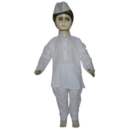 Full Sleeves Cotton Fabric Plain Pattern Regular Fit Kids Kurta Pajama 