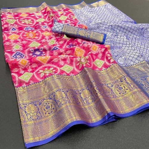 Ladies Designer Traditional Gold And Silver Zari Weaving Banarasi Saree