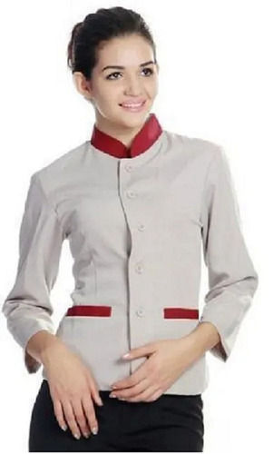 Women Full Sleeve Plain Cotton Hotel Staff Uniform For Shirt And Trouser