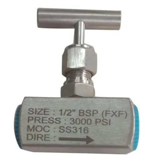 Stainless Steel Needle Valve - 1/2 Inch, 3000 PSI | Premium Quality, Polished Finish, Durable, Rust Proof, High Strength, Corrosion Resistant, Lightweight, Superior Functionality