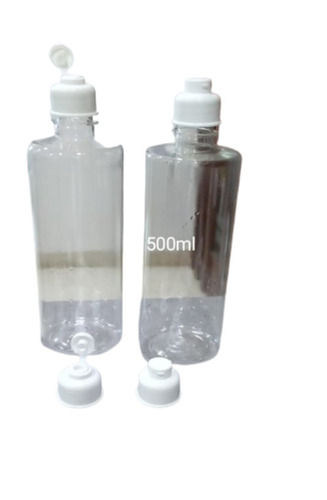 500 Ml 4.2 Inches Cylindrical Plastic Transparent Bottle With Screw Cap