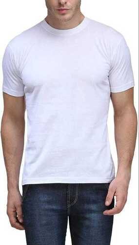 Men Short Sleeves Plain White Cotton T Shirt For Casual Wear