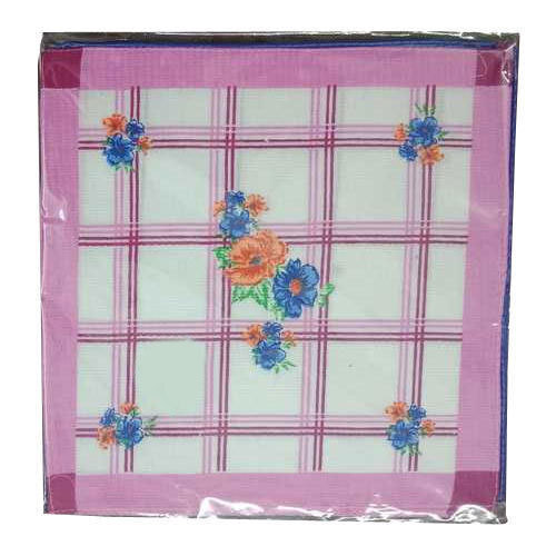 Cotton Handkerchief - 12x12cm , Multi-Colored Printed Checked Pattern for Ladies