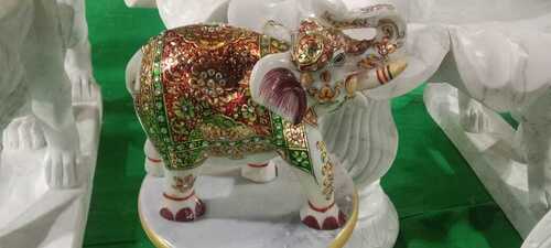 Multicolor Marble Elephant Handicraft, Colorful Pattern And Long Life