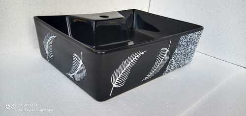 Ready To Mount Black Single Wash Basin For Bathroom With Stainless Steel