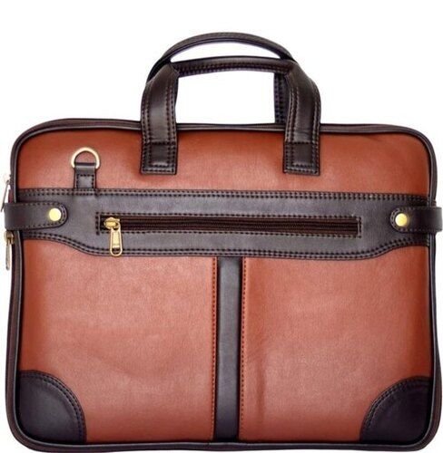 Brown Pure Leather Bag For Office Use, Zip Closer