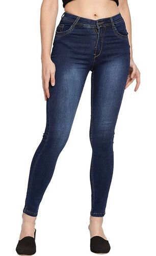 Ladies Skinny Fit And Ankle Length Denim Jeans For Casual Wear