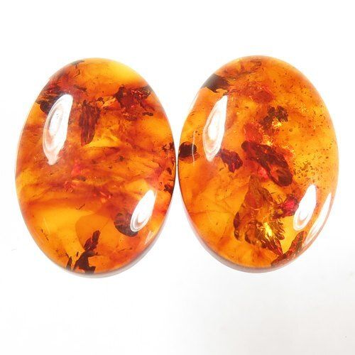 Orange Oval Natural Amber Gemstone