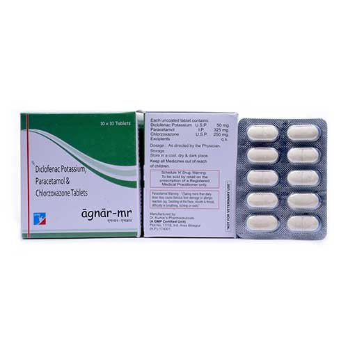 Agnar-Mr Diclofenac Sodium, Paracetamol And Chlorzoxazone Tablets, 10X10 Blister Gender: Male