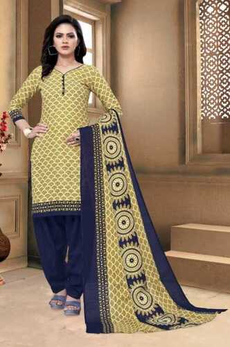 Green Ladies Printed Half Sleeves Patiala Cotton Salwar Suit With Dupatta  at Best Price in Gonda | Vishal Garments And Maa Durge Telecom