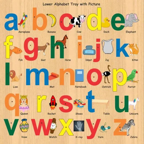 Paint Coated Rectangular Alphabet Wooden Puzzle