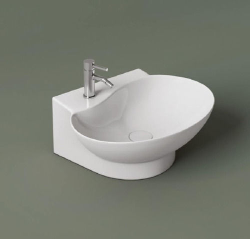 Round Shaped Crack Resistant Wall Mounted Ceramic One Piece Wash Basin 