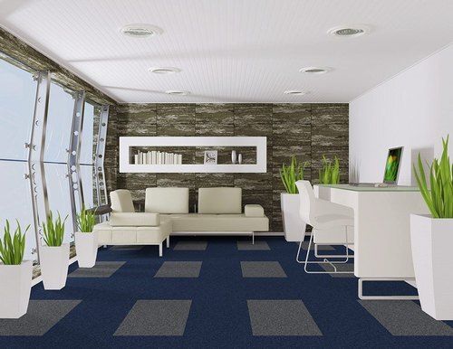 White Smooth Finish Light Weight Pp Modular Carpet Tiles