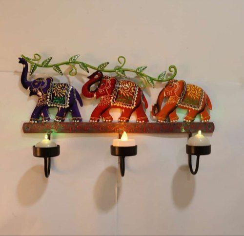 Decorative Elephant Iron Candle Holder, Packaging Type: Box