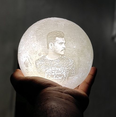 Personalized 3D Printed LED Moon Lithophane-MAD Made Creations LLC