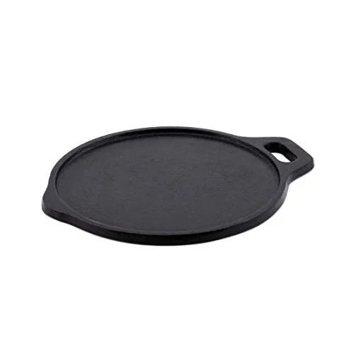Flat and Round 12 Inches-Looped Cast Iron Cookware Frying Pan