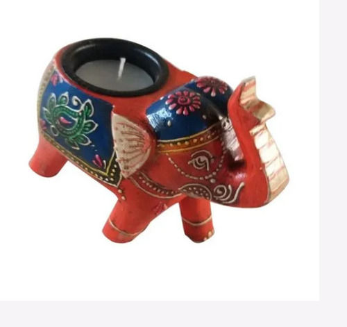 Modern Table Top Wooden Elephant T Light Candle Holder, For Decoration, Size: 3.5x3.2inch