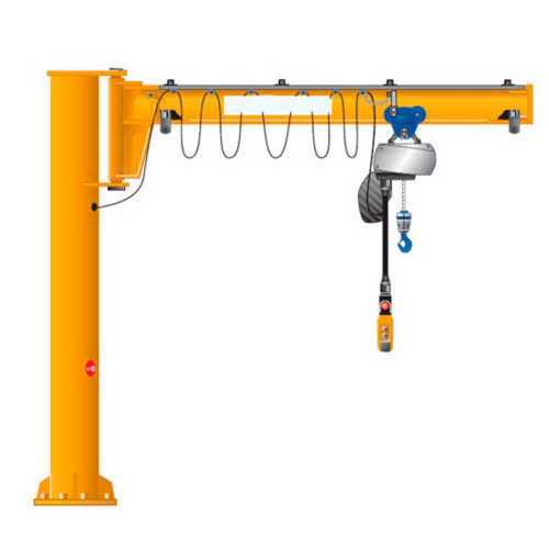 Wall Mounted Yellow Hydraulic Lifting Jib Cranes, 0-5 Ton Capacity