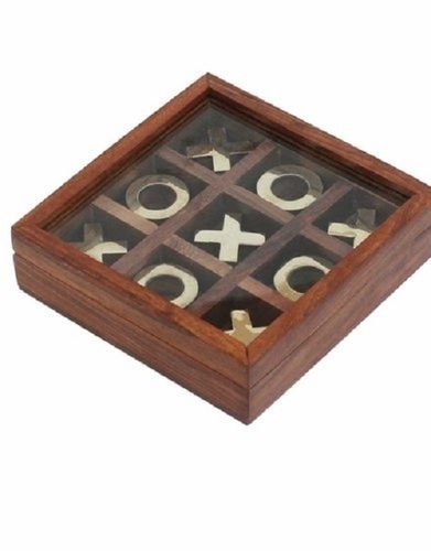 5X5inch Square Natural Wooden Tic Tac Toe Game for Birthday Return Gift