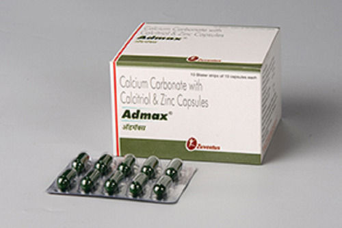 Admax कैल्शियम कार्बोनेट, कैल्सीट्रियोल और ज़िंक कैप्सूल, 10x1 ब्लिस्टर