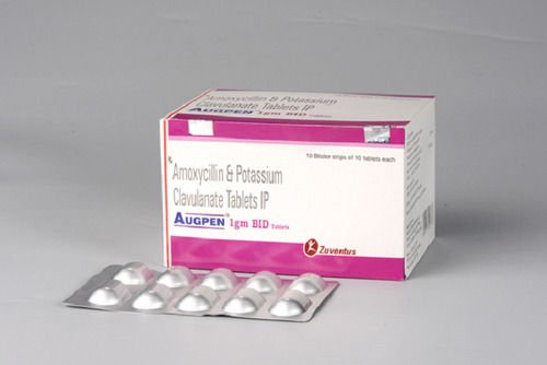 Augpen 1GM BID Amoxycillin And Potassium Clavulanate Antibiotic Tablet, 10x10 Alu Alu