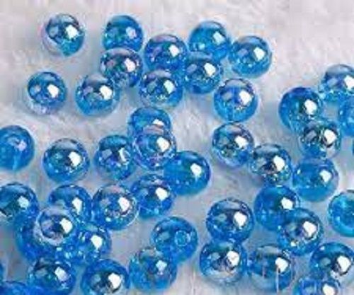 Lightweight Polished Finish Round Shape Small Blue Colored Glass Beads