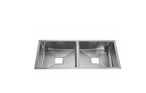 Square Deck Mounted Corrosion Resistant Stainless Steel Kitchen Sink (Double Bowl - 37)