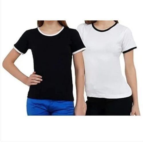 Multi Color Pure Cotton Fabric Half Sleeves Round Neck Casual Wear Ladies Plain T-Shirts 